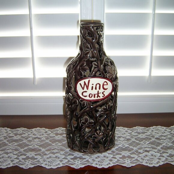 Wine Cork Holder, Ceramic, Grape Colored - Picture 1 of 4